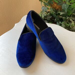 Madden Steve Madden Mens Slip-On Triumph Blue Velvet Smoking Loafers Men’s 8.5